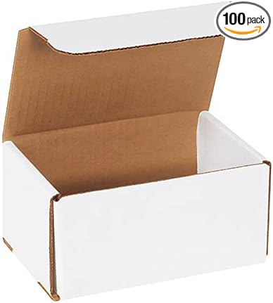 White Shipping Boxes 5x4x2 Heavy Duty, Lightweight, 5"L X 4"W X 2"H Foldable Corrugated Cardboard Mailer Boxes for Packaging Small Business Mailings Gifts Promotions Crafts Moving Box 50 Pac (100)