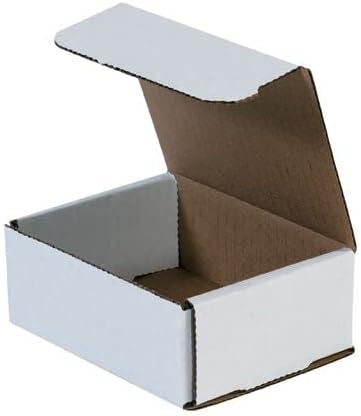 Secure Seal Shipping Boxes - 5x4x2" Mailers - White Foldable Corrugated Cardboard Packaging for Mailing, Moving, Storage, and Organizing - Strong Lightweight Foldable (Bulk 50 Pack)