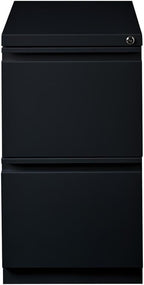 Pemberly Row 2 Drawers 27.75" Vertical Black Metal Filing Cabinet Lockable Pre-Assembled Stationary Letter Size for Home, Office