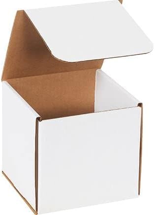 Secure Seal Shipping Boxes - 6x6x6" Mailers - White Foldable Corrugated Cardboard Packaging for Mailing, Moving, Storage, and Organizing - Strong Lightweight Foldable (Bulk 50 Pack)