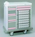 MSEC, 6 Drawer Full Sized 40 Bin Medication Cart, No Trim, Gray (Pink Trim)
