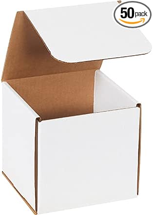 White Shipping Boxes 6x6x6 Heavy Duty, Lightweight, 6"L X 6"W X 6"H Foldable Corrugated Cardboard Mailer Boxes for Packaging Small Business Mailings Gifts Promotions Crafts Moving Box 50 Pack