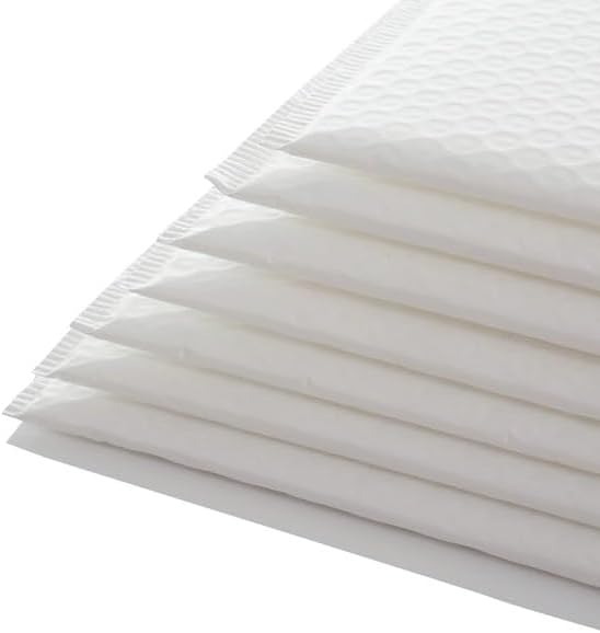 Water Resistant Bubble Envelope Mailers [50 Pack] 6 inch x 9 inch #0 White Poly Padded Shipping Envelopes Self Sealing Cushioned Packaging Bags