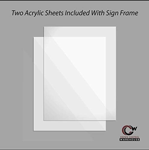 Crowd Control Warehouse Pedestal Standing Floor Sign Frame with Sloped Base, 7x11 Inch Horizontal, Satin Stainless Steel