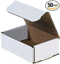 Secure Seal Shipping Boxes - 6x4x2" Mailers - White Foldable Corrugated Cardboard Packaging for Mailing, Moving, Storage, and Organizing - Strong Lightweight Foldable (Bulk 50 Pack)