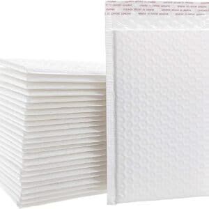 Water Resistant Bubble Envelope Mailers [100 Pack] 6 inch x 9 inch #0 White Poly Padded Shipping Envelopes Self Sealing Cushioned Packaging Bags