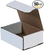 Secure Seal Shipping Boxes - 5x4x2" Mailers - White Foldable Corrugated Cardboard Packaging for Mailing, Moving, Storage, and Organizing - Strong Lightweight Foldable (Bulk 50 Pack)