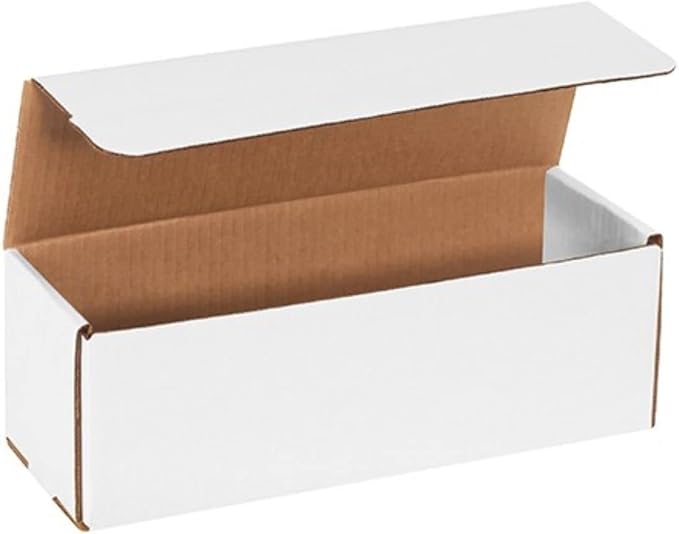 Secure Seal Shipping Boxes – 12x4x4" Mailers Pack of 100 - White Foldable Corrugated Cardboard Packaging for Mailing, Moving, Storage, and Organizing - Strong Lightweight Foldable
