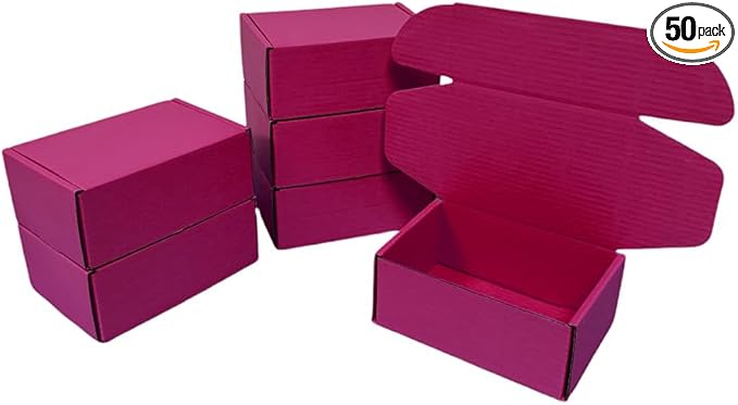 50 Pcs 4.3 x 3.1 x 2 inches Mini Size Corrugated Cardboard Gift Boxes Recyclable Shipping Boxes for Packing Jewelry Ornament Gift Craft Packaging Supplier (Cranberry, 4.3 x 3.1 x 2")