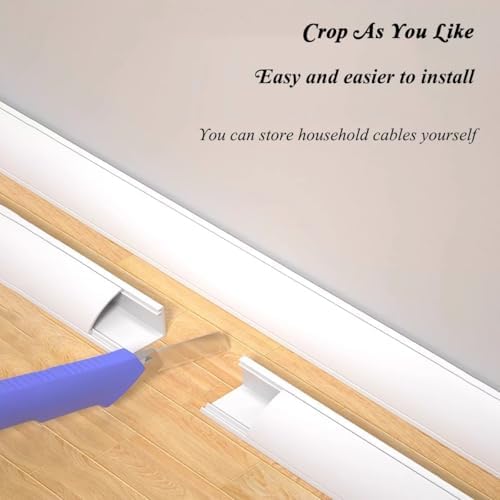 Self-Adhesive PVC Corner Cord Cover, Cable Floor Strip Protector, Black Wire Hider & Mounted Wire Channels for Home Office - No.3, Tidy Up Your Space