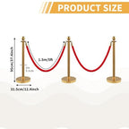 8Pcs Stainless Steel Stanchion Posts with 5ft Red Velvet Ropes - Crowd Control Barriers & Queue Line Kit with 26ft Red Carpet for Wedding, Party, Theater Supplies