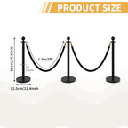 4Pcs Stainless Steel Stanchion Posts with 5ft Red Velvet Ropes - Crowd Control Barriers & Queue Line Kit with 26ft Red Carpet for Wedding, Party, Theater Supplies