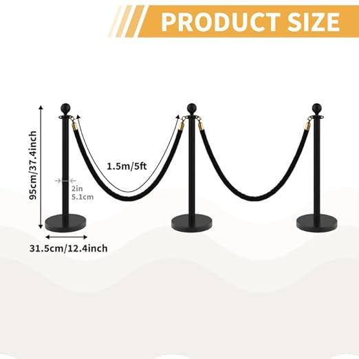 4Pcs Stainless Steel Stanchion Posts with 5ft Red Velvet Ropes - Crowd Control Barriers & Queue Line Kit with 26ft Red Carpet for Wedding, Party, Theater Supplies