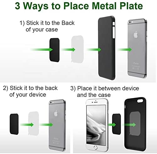 SALEX Replacement Metal Plates Set for Magnetic Car Phone Holders, Wall & Air Vent Mounts, Cases, Magnets. Kit of 16 Black Round Iron Discs Without Holes. 3M Adhesive Backing. Steel Sheets 16 Pack.