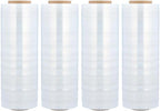 PSBM Stretch Wrap, 4 Pack, 15 Inch x 2000 Feet, 60 Gauge, Clear Plastic Cling, Cast Hand Stretch Film Rolls for Packaging Moving Packing Pallets