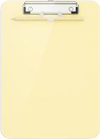 Hongri Plastic Clipboard with Pen Holder, Yellow 8.5x11 Letter Size Clip Board for Classroom, Office, Students, Nurses and Women, Low Profile Clip, Size 12.5 x 9 in