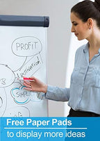Dry Erase Easel 36" x 24", Height Adjustable Magnetic White Board with Tripod Stand, Office Presentation Board with 25 Sheets Flipchart Paper Pad, Magnets & Eraser, Black
