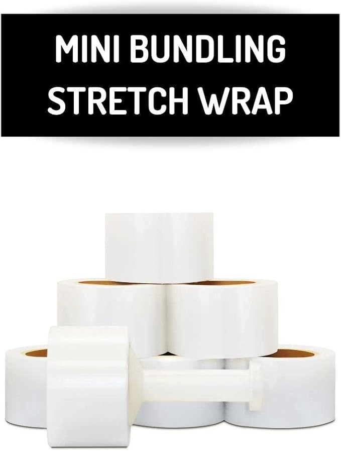 Mini Stretch Wrap for Packing with Handles, 18 Pack, 3 Inch x 1000 Feet, 50 Gauge Durable Clear Plastic wrap for Moving, Packing wrap Plastic roll Also a Furniture Wrap