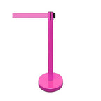 VIP Crowd Control Retractable Belt Stanchion Queue Safety Barrier Set, 36" Ht, 78" Belt (2 M.Pink Posts Pink Belt)