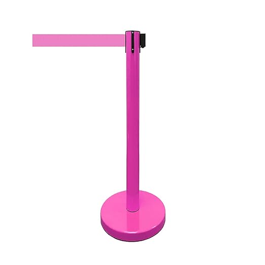 VIP Crowd Control Retractable Belt Stanchion Queue Safety Barrier Set, 36" Ht, 78" Belt (2 M.Pink Posts Pink Belt)