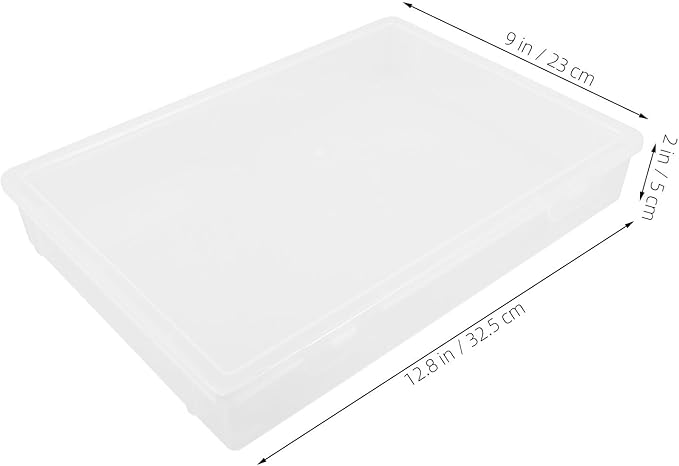 PartyKindom Large A4 File Organizer Box with Lid, Plastic Document Storage Case for Certificates and Photos, Desktop Office Storage Container for Papers and Small Items