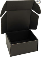 100 Pack 4x4x2'' Small Shipping Boxes, Corrugated Cardboard Mailers for Business, Black (CM442B-100)