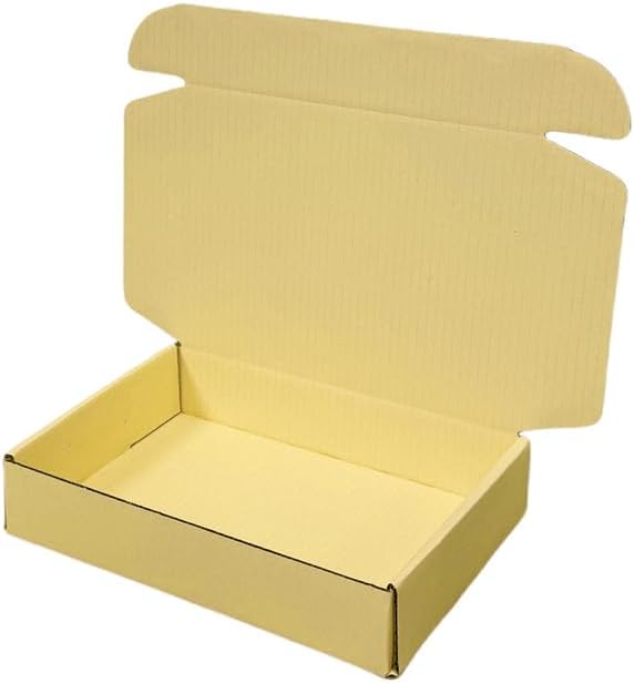 50 Pcs Mini Size Shipping Boxes for Small Business Cardboard Corrugated Mailer Boxes for Shipping Packaging Holidays Craft Gifts Giving Products (Butter Yellow, 4.1 x 3 x 1.2")