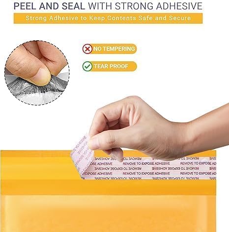 Kraft 14.25x20 Extra Large Bubble Mailers #7 | Self Seal Padded Envelopes | Air Lined Cushioned Yellow Bubble Mailer | Usable Size 14.25x19 | 100 Pack Bulk | Lightweight shipping Bags | Made in USA