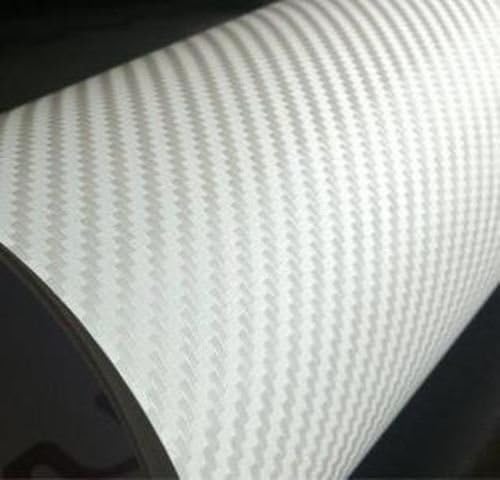 F & B LED LIGHTS White 3D Carbon Fiber Film Twill Weave Vinyl Sheet Roll Wrap (96" X 60", White)