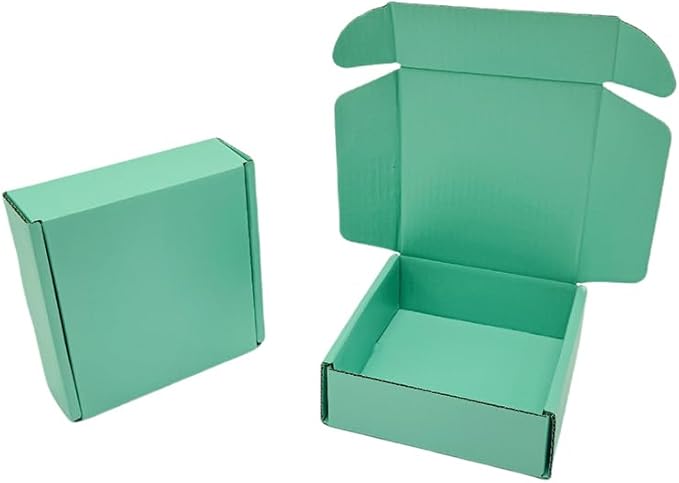 15 Pcs 4.7 x 4.7 x 1.6 Inches Mini Size Corrugated Cardboard Gift Boxes Recyclable Shipping Boxes for Packing Jewelry Ornament Gift Craft Packaging Supplier (Mint green, 4.7 x 4.7 x 1.6")