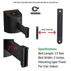 Crowd Control Warehouse - CCW Series WMB-220 Fixed Wall Mount Retractable Belt Barrier - 15 Foot, Purple Belt with Black ABS Case
