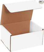 Secure Seal Shipping Boxes - 8x6x4" Mailers - White Foldable Corrugated Cardboard Packaging for Mailing, Moving, Storage, and Organizing - Strong Lightweight Foldable (Bulk 200 Pack)