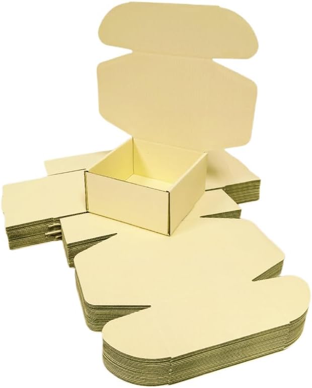 10 Pcs 9.8 x 9.8 x 4 inches Large Size Corrugated Cardboard Gift Boxes Recyclable Shipping Boxes for Mailing & Holidays, Wedding, Birthday, Gifts Packaging (Butter Yellow, 9.8 x 9.8 x 4")