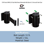 Crowd Control Warehouse - CCW Series WMB-125 Fixed Wall Mount Retractable Belt Barrier - 11 Foot, Light Green Belt with Black Steel Case