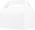 UnicoPak 5 Pack 10x7x7.5 Extra Large Gable Boxes, White Gift Boxes with Handle Lunch Boxes To Go for Birthday Wedding Party Favors Picnic Welcome