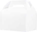 UnicoPak 20 Pack 10x7x7.5 Extra Large Gable Boxes, White Gift Boxes with Handle Lunch Boxes To Go for Birthday Wedding Party Favors Picnic Welcome