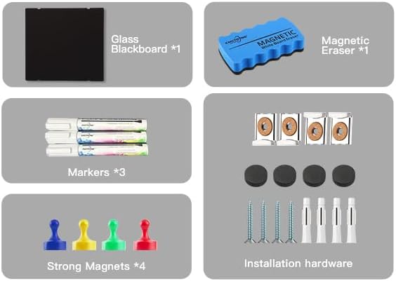 Magnetic Glass Blackboard - Glass Dry Erase Board 36"x24" Large Frameless Board for Walls Office School and Home,Black