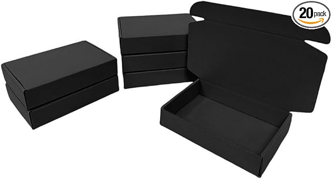 20 Pcs 15.8 x 10.2 x 2 inches Shipping Boxes for Small Business Cardboard Corrugated Mailer Boxes for Shipping Packaging Holidays Craft Gifts Giving Products (Black, 15.8 x 10.2 x 2")