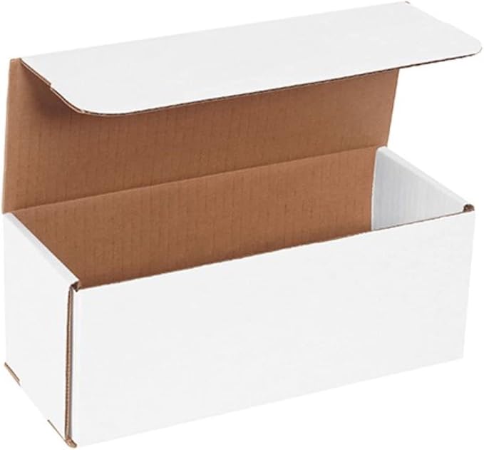 Secure Seal Shipping Boxes – 10x4x4" Mailers Pack of 100 - White Foldable Corrugated Cardboard Packaging for Mailing, Moving, Storage, and Organizing - Strong Lightweight Foldable