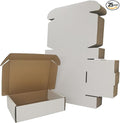 7x6x2'' Small Shipping Boxes 25 Pack, White Corrugated Cardboard Literature Mailers, Mailing Packaging Supplies for Small Business (W762-25)