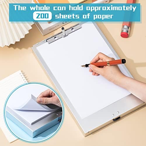 Seajan Aluminum Clipboard with Storage Metal Clip Board Folder Letter Size Form Holder Portfolio Clipboard Binder Clip Posse Box for Nurse Police Office Stationery Items 14 x 9.2 x 2 Inches (8 Pcs)