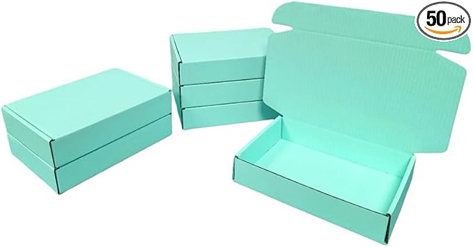 50 Pcs Mini Size Shipping Boxes for Small Business Cardboard Corrugated Mailer Boxes for Shipping Packaging Holidays Craft Gifts Giving Products (Mint green, 4.1 x 3 x 1.2")
