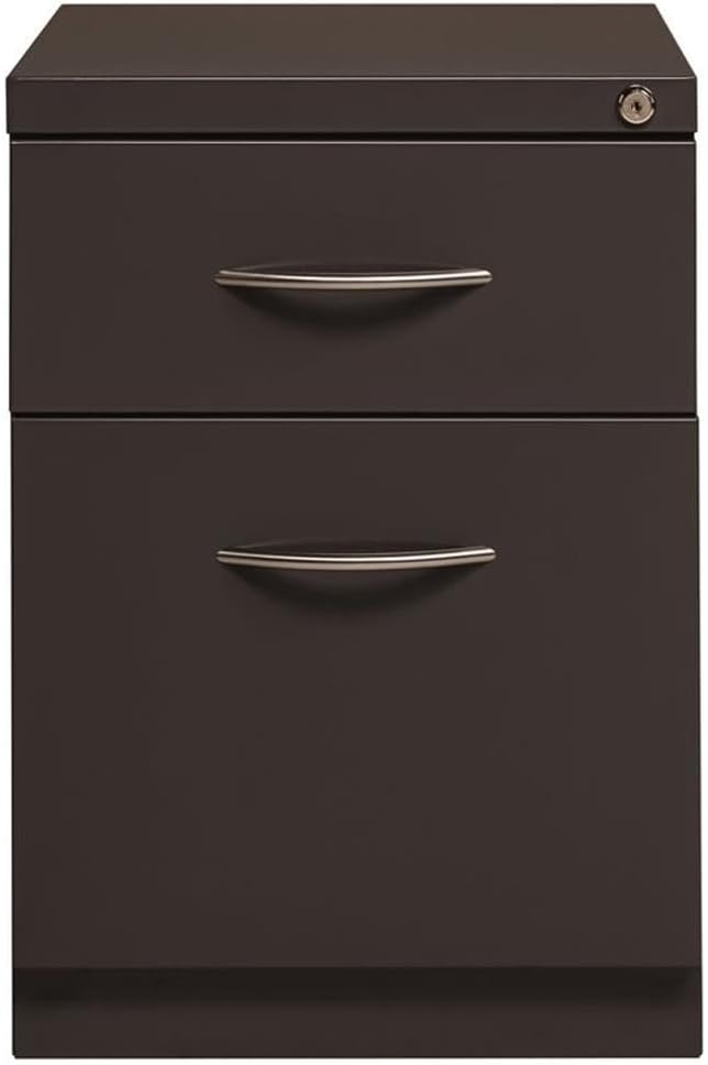 Pemberly Row 20" 2-Drawer Modern Metal Mobile Pedestal Filing Cabinet in Charcoal