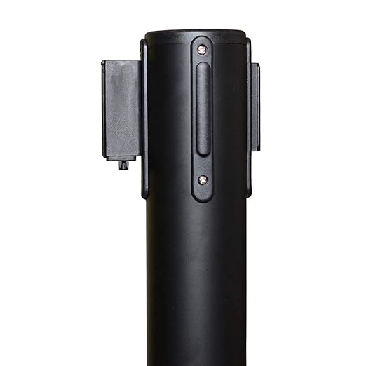Crowd Control Warehouse CCW Series RBB-100 - Set of 2 Stanchion Retractable Belt Barriers - 11 Foot Blue Belt, Black Post - Easy Assembly