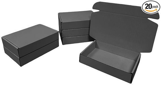 20 Pcs 14.2 x 9.4 x 3.2 inches Shipping Boxes for Small Business Cardboard Corrugated Mailer Boxes for Shipping Packaging Holidays Craft Gifts Giving Products (Dark Gray, 14.2 x 9.4 x 3.2")