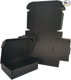 25 Pack 7x6x2'' Small Shipping Boxes, Black Corrugated Cardboard Mailers for Mailing Packaging Business (BK762-25)