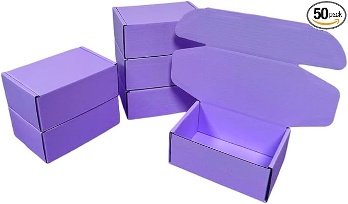 50 Pcs 4.3 x 3.1 x 2 inches Mini Size Corrugated Cardboard Gift Boxes Recyclable Shipping Boxes for Packing Jewelry Ornament Gift Craft Packaging Supplier (Lavender, 4.3 x 3.1 x 2")