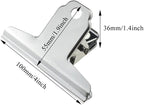 HAHIYO 4inch Silver Bulldog Clips Metal File Hinge Binder Clamps Save Space Strong Spring Jaws Rock Solid Grip Book Lay Flat Deburred Edge for Hang Photos Wall Grid Dog Food 11PCS