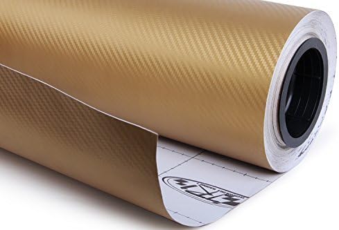 F & B LED LIGHTS Golden 3D Carbon Fiber Film Twill Weave Vinyl Sheet Roll Wrap (84" X 60", Golden)