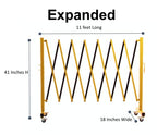 Trafford Industrial Expandable Metal Barricade, 11 Feet, Yellow and Magenta, Mobile Safety Barrier Gate, Retractable Traffic Fence
